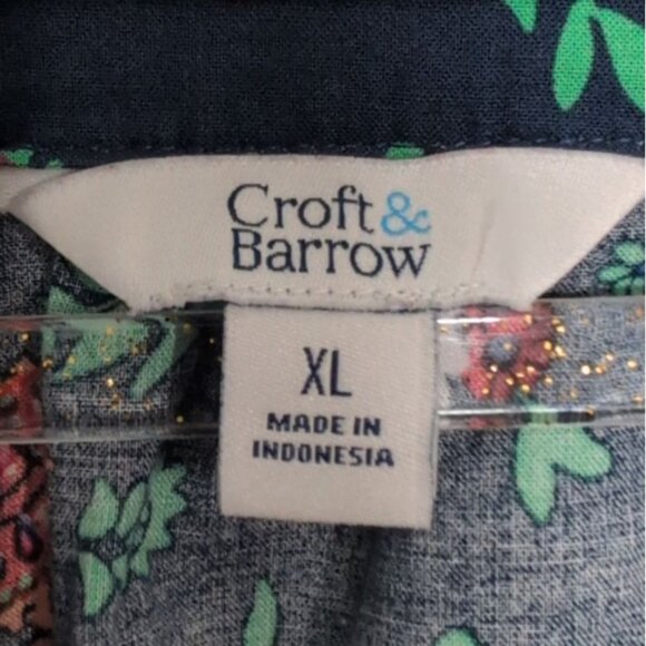 Croft & Barrow Floral Paisley Shirt Womens Size XL Blue Lightweight V Neck - Picture 4 of 7